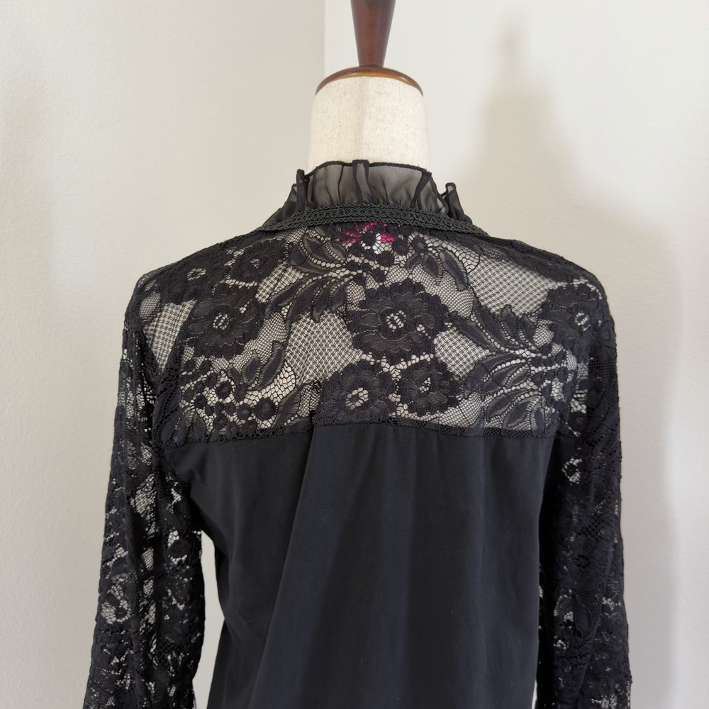 Hanna Nikole Top Womens 16W Plus Black Lace Milkmaid Witchy Goth Punk Whimsigoth - Picture 8 of 11